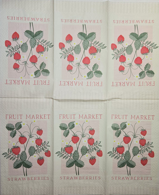 TWO Individual Paper Guest Decoupage Napkins - 2825 Fruit Market Strawberries