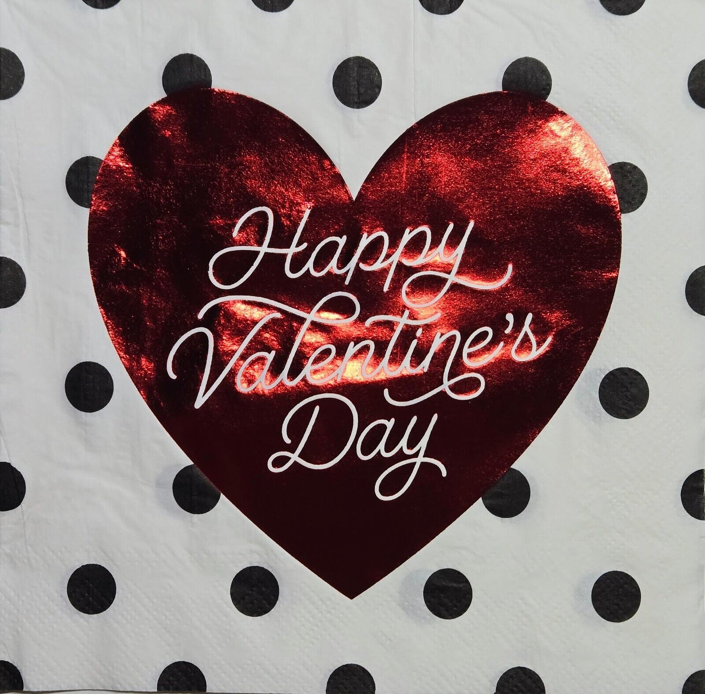 TWO Individual Paper Lunch Decoupage Napkins - 2591 Valentine Foil Heart