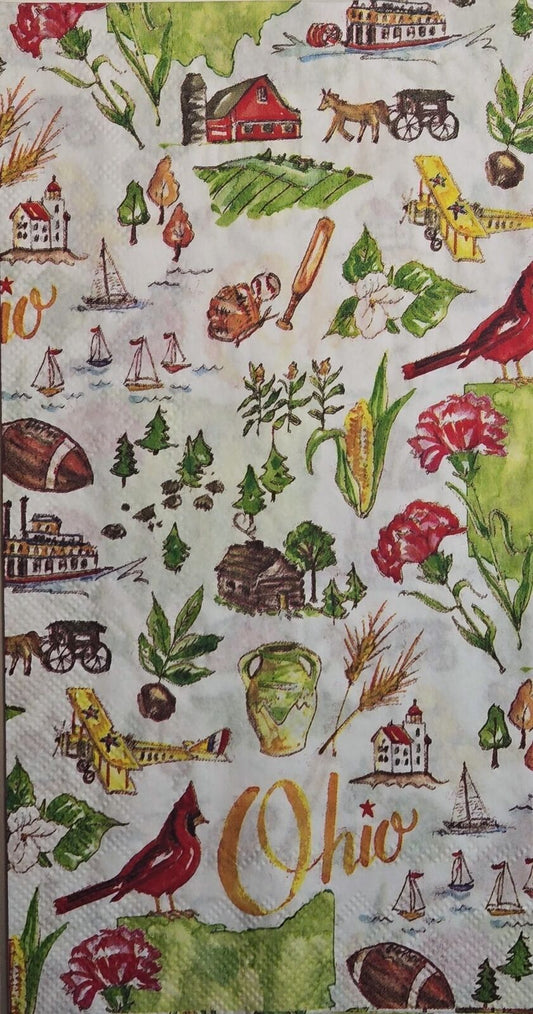 TWO Individual Paper Guest Decoupage Napkins - 2639 Ohio State Collection