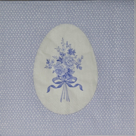 TWO Individual Paper Lunch Decoupage Napkins - 2757 Romantic Blue Bouquet Egg