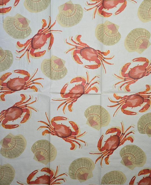 TWO Individual Paper Guest Decoupage Napkins - 2827 Ocean Crabs and Shells