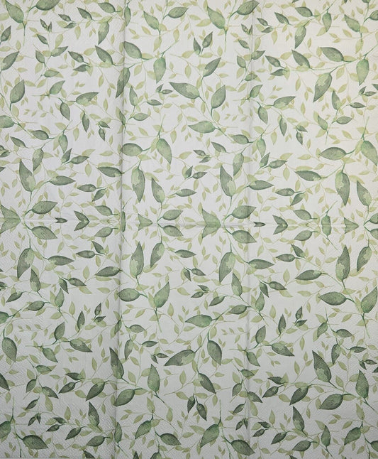 TWO Individual Paper Guest Decoupage Napkins - 2752 Leaves and Vines Green