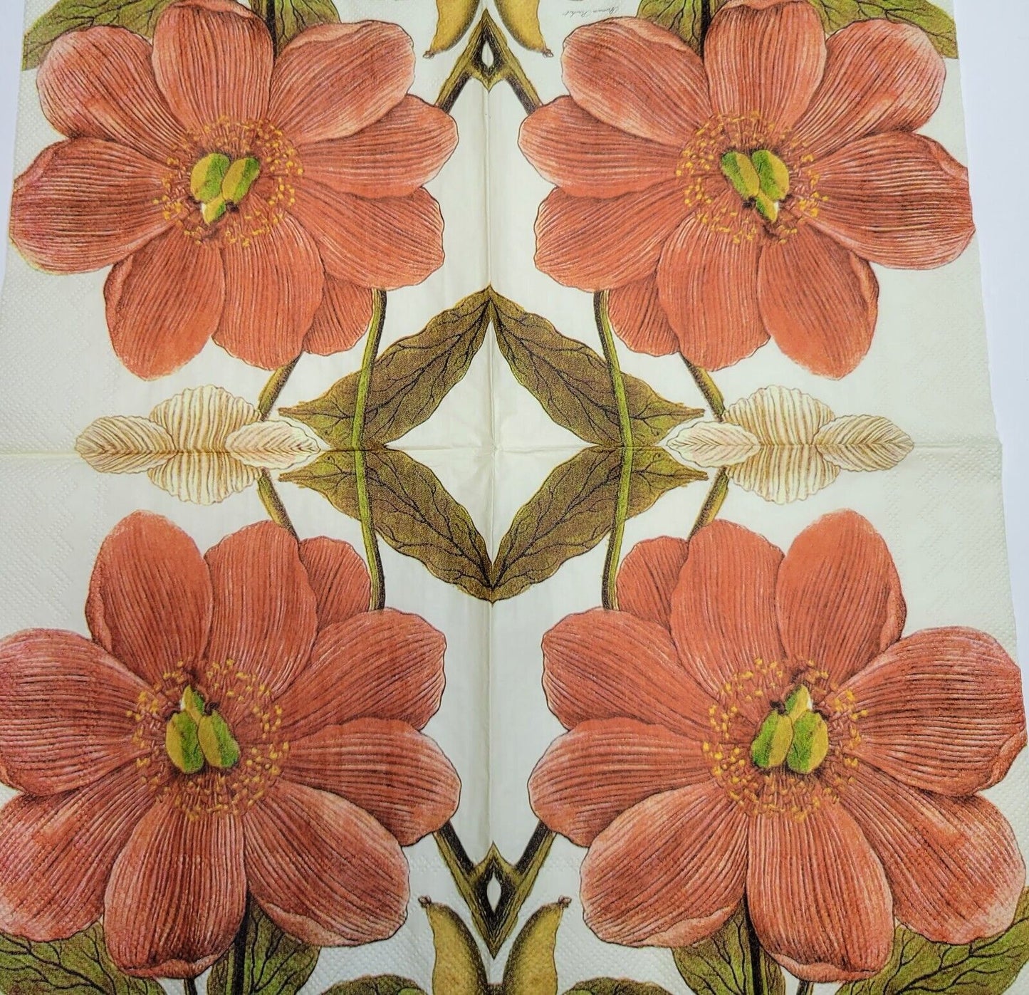 TWO Individual Paper Lunch Decoupage Napkins - 2434 Fall's Red Flower