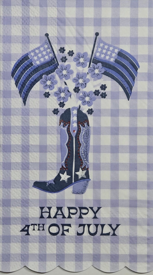 TWO Individual Paper Guest Decoupage Napkins - 2802 4th of July Country Boot