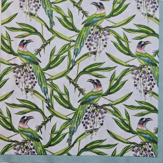 TWO Individual Paper Lunch Decoupage Napkins - 2761 Tropical Bird in Foliage