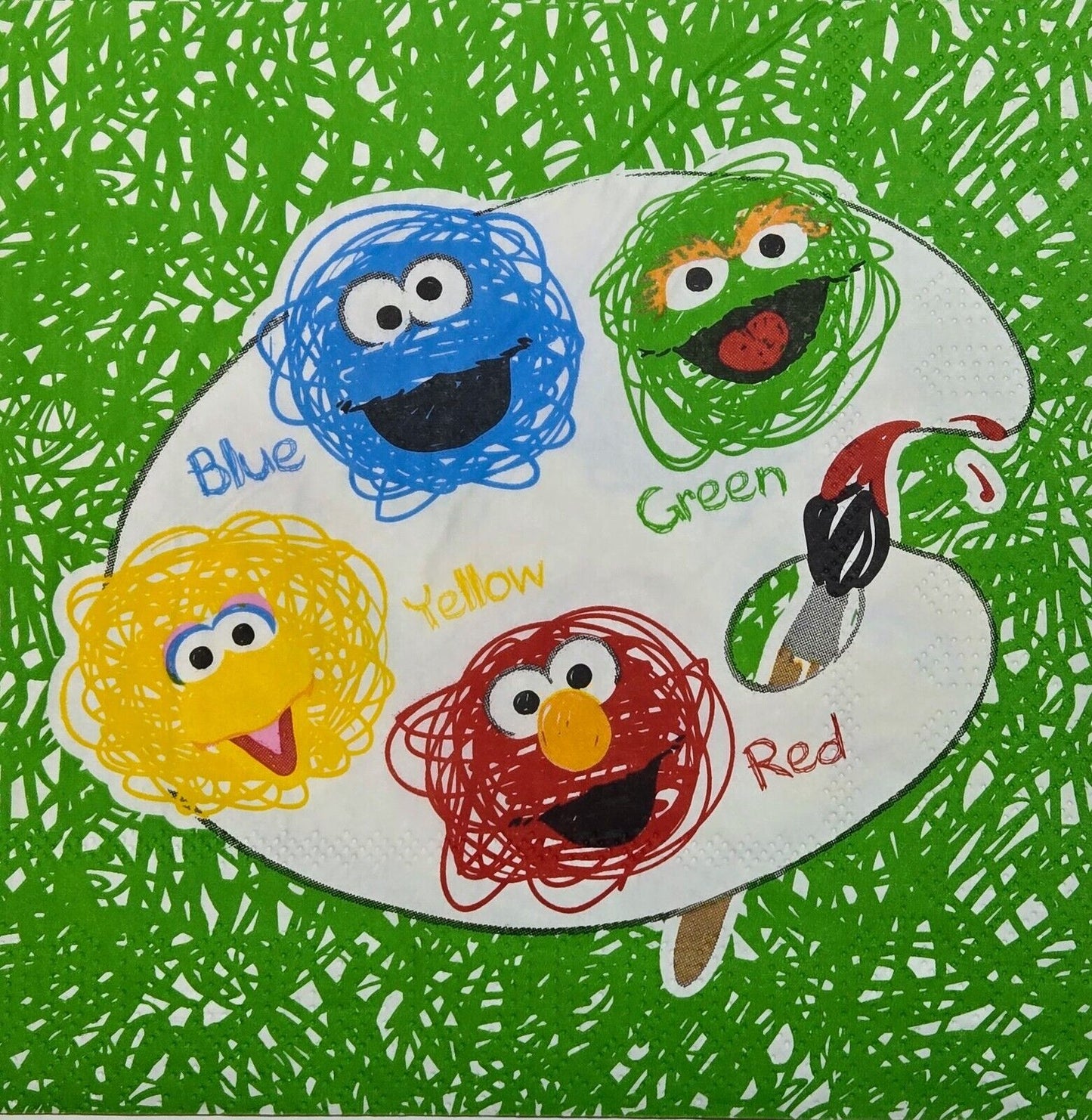 TWO Individual Paper Lunch Decoupage Napkins - 2762 Sesame Street Colors