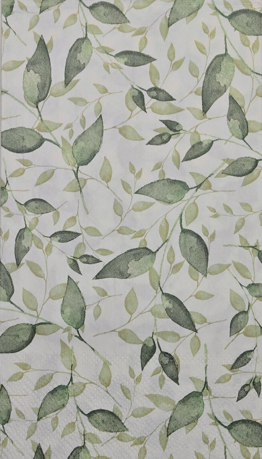 TWO Individual Paper Guest Decoupage Napkins - 2752 Leaves and Vines Green