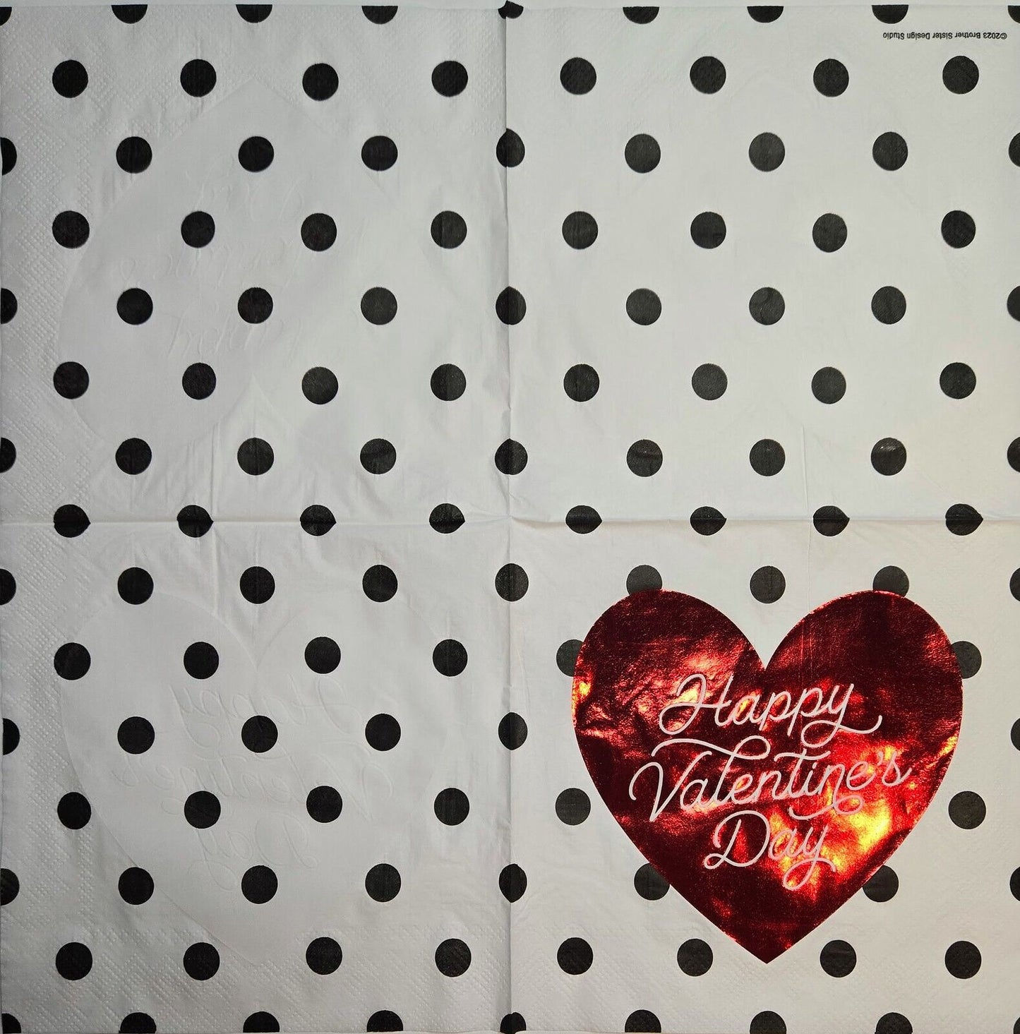 TWO Individual Paper Lunch Decoupage Napkins - 2591 Valentine Foil Heart