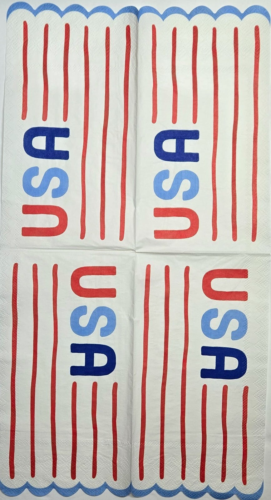 TWO Individual Paper Guest Decoupage Napkins - 2809 USA on Scalloped Flag
