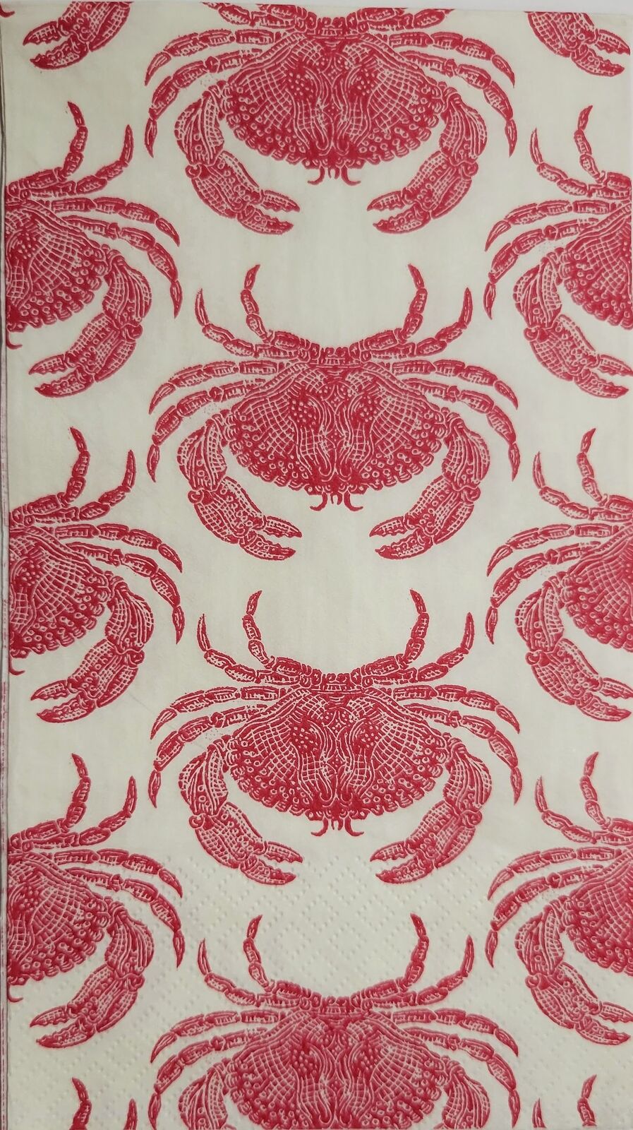 TWO Individual Paper Guest Decoupage Napkins - 2386 Red Crab Pattern