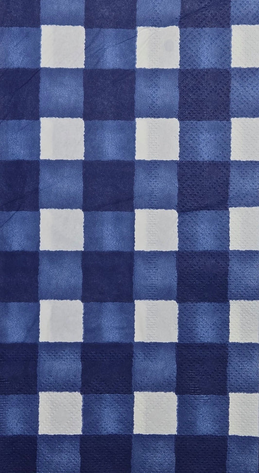 TWO Individual Paper Guest Decoupage Napkins - 2804 Blue Checkered Plaid