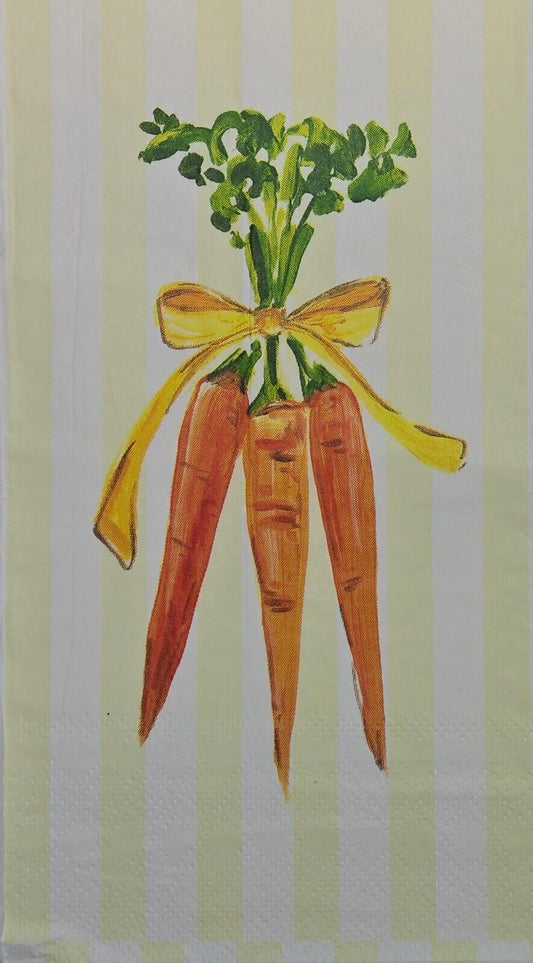TWO Individual Paper Guest Decoupage Napkins-2754 Bunch Carrots w Yellow Stripes