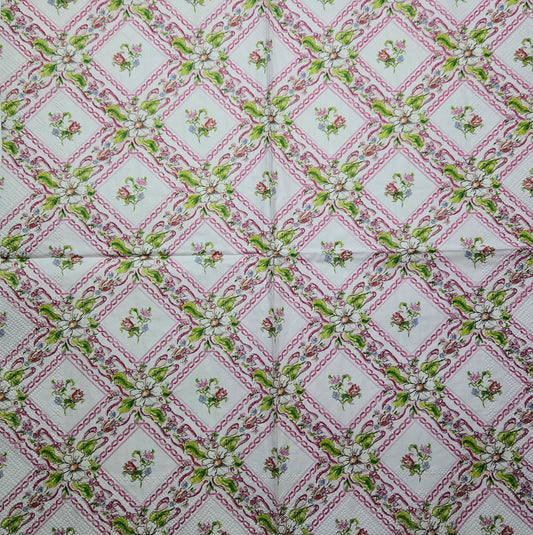 TWO Individual Paper Lunch Decoupage Napkins - 2785 Pink Topiaries