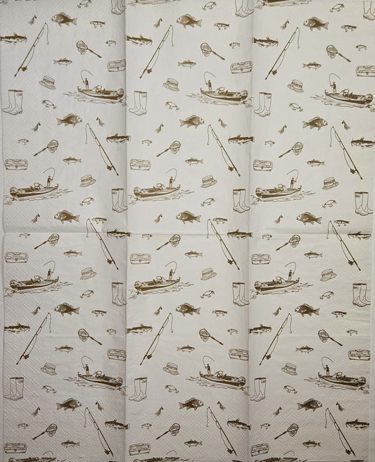 TWO Individual Paper Guest Decoupage Napkins - 2807 Gone Fishing