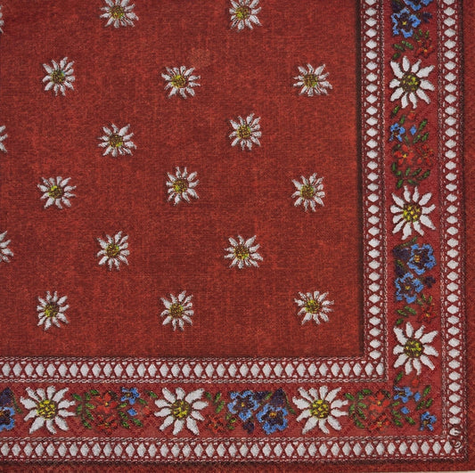 2 Individual Paper Cocktail Decoupage Napkins -2777 Edelweiss Flower Red Bandana