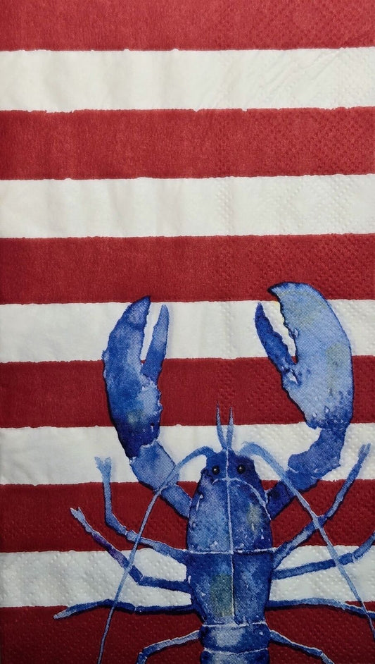TWO Individual Paper Guest Decoupage Napkins - 2644 Patriotic Blue Lobster
