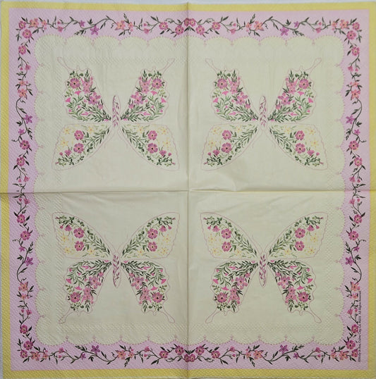TWO Individual Paper Cocktail Decoupage Napkins - 2820 Shabby Butterfly Romance
