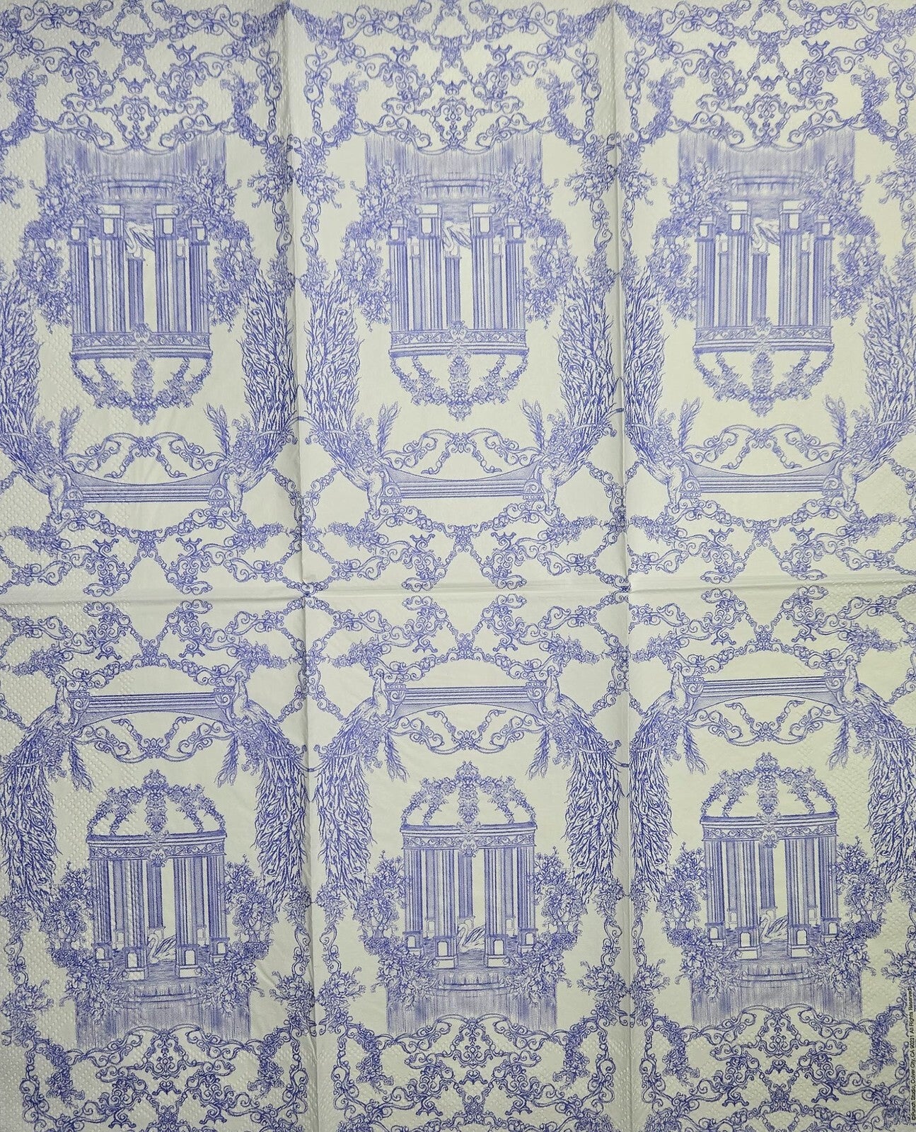 TWO Individual Paper Guest Decoupage Napkins - 2811 Ancient Peacock Gazebo