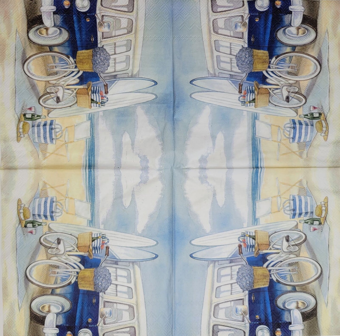 TWO Individual Paper Lunch Decoupage Napkins - 2411 Blue Beach Vacation