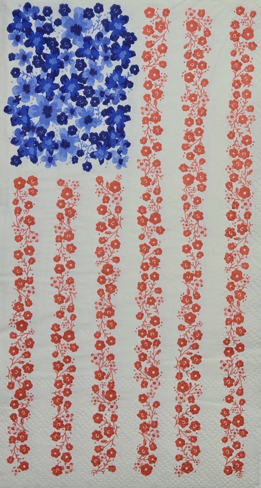 TWO Individual Paper Guest Decoupage Napkins - 2810 Patriotic Floral USA Flag