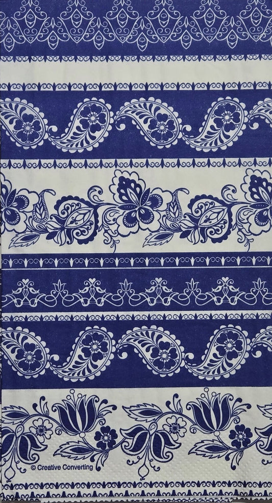 TWO Individual Paper Guest Decoupage Napkins - 2826 Blue Paisley Party