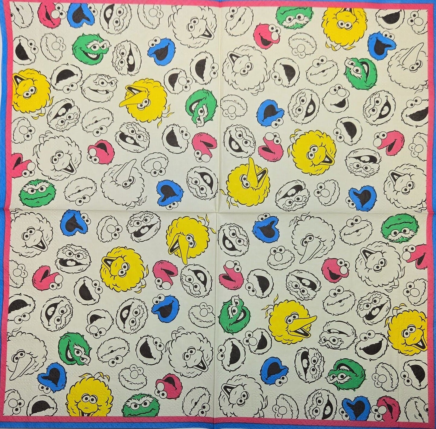 TWO Individual Paper Lunch Decoupage Napkins - 2763 Sesame Street Pale & Colored