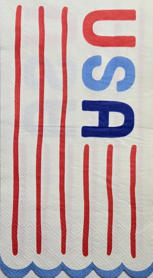 TWO Individual Paper Guest Decoupage Napkins - 2809 USA on Scalloped Flag