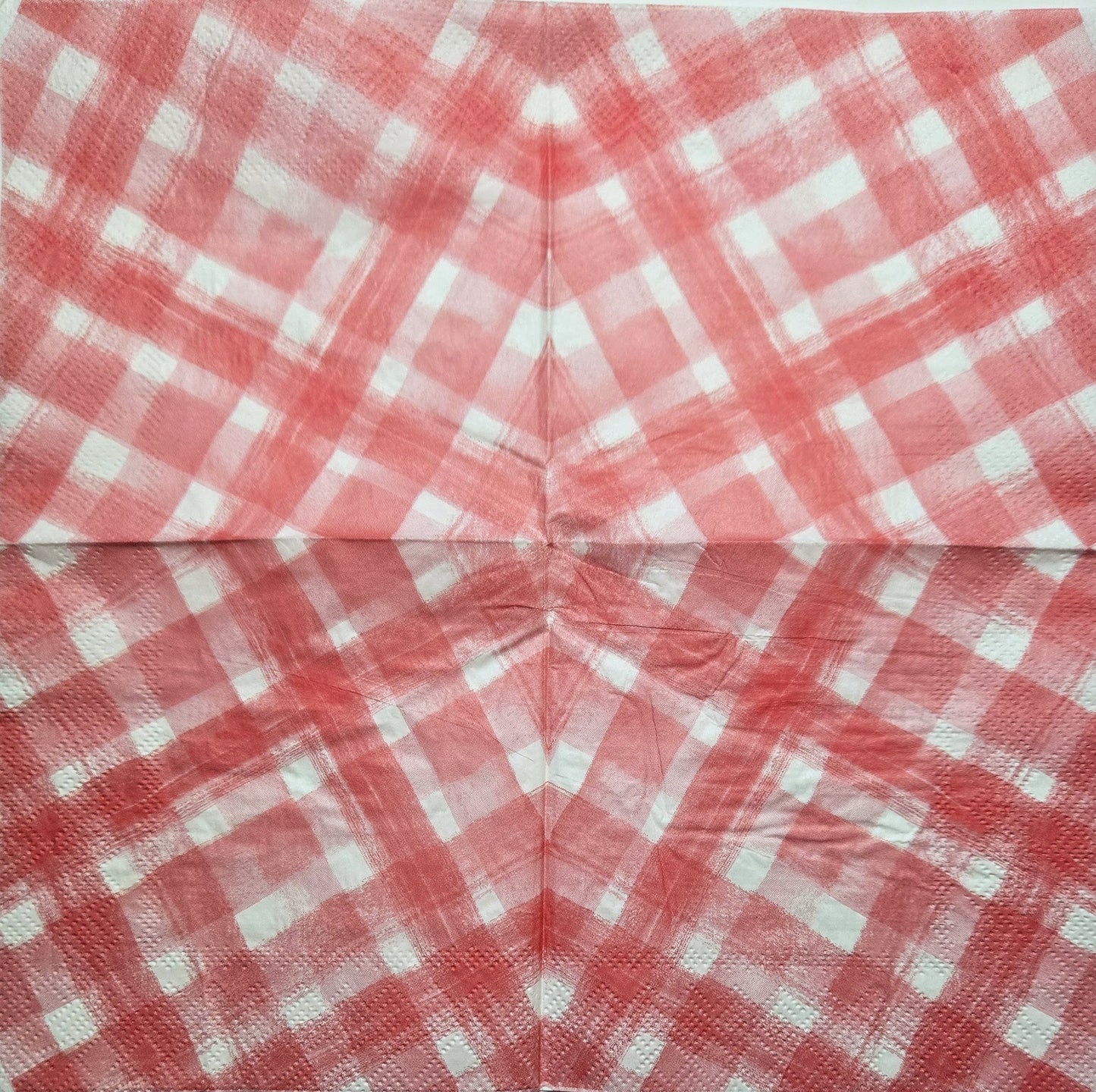 TWO Individual Paper Cocktail Decoupage Napkins - 2769 Pink Picnic Gingham