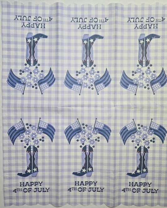 TWO Individual Paper Guest Decoupage Napkins - 2802 4th of July Country Boot
