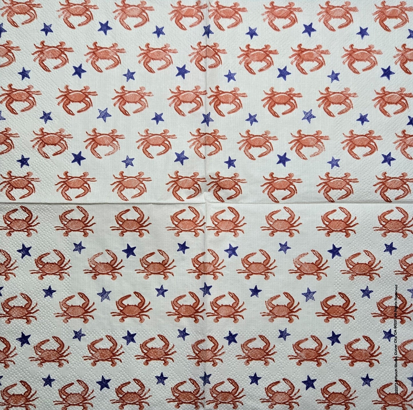 TWO Individual Paper Cocktail Decoupage Napkins - 2778 Red White and Blue Crabs