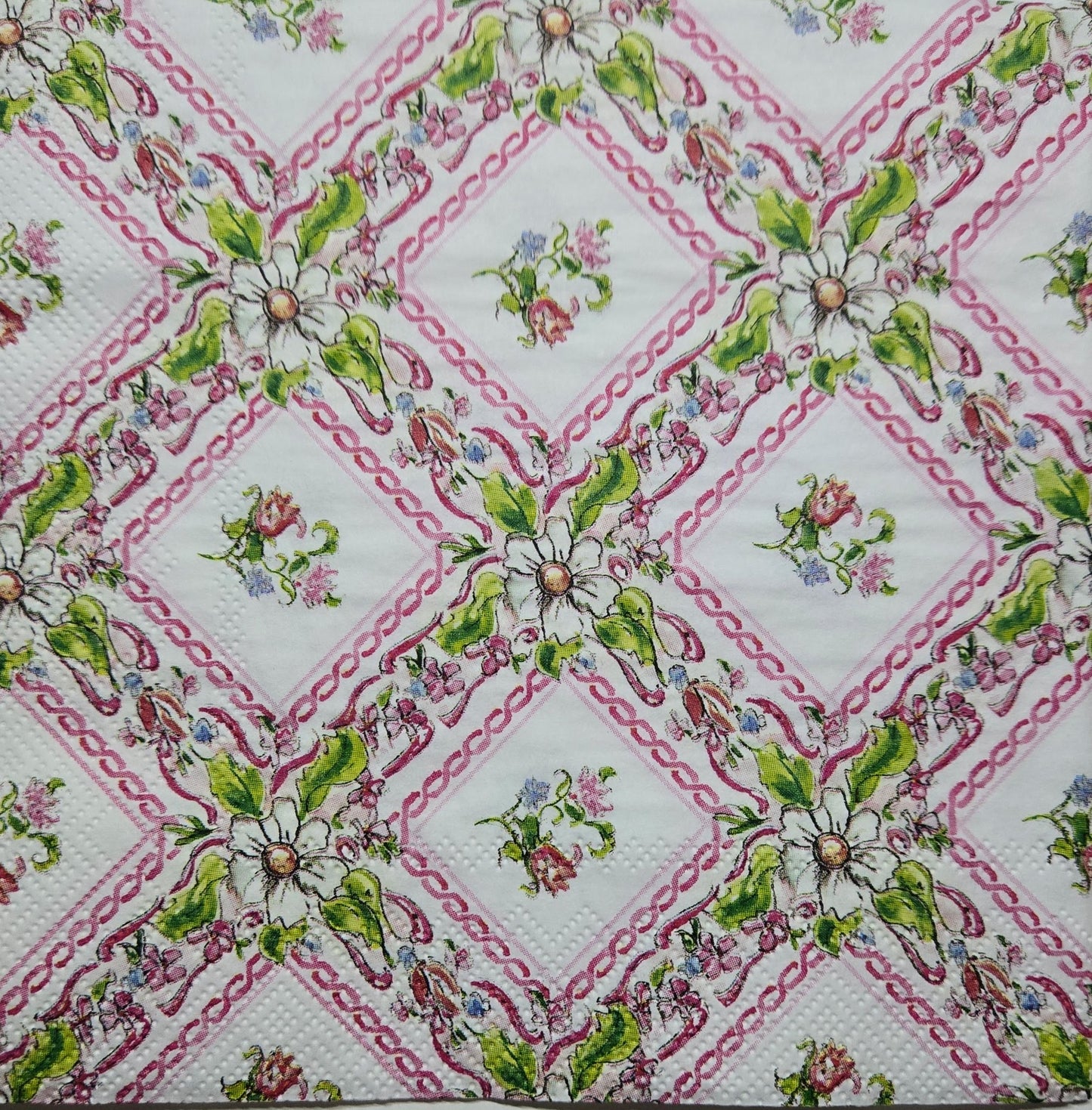 TWO Individual Paper Lunch Decoupage Napkins - 2785 Pink Topiaries