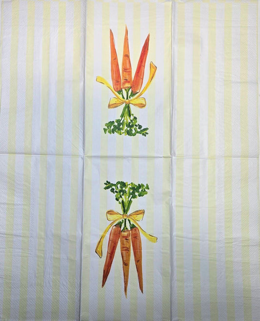 TWO Individual Paper Guest Decoupage Napkins-2754 Bunch Carrots w Yellow Stripes