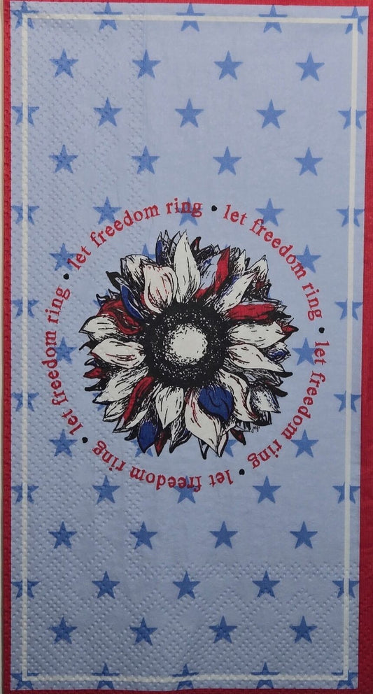 TWO Individual Paper Guest Decoupage Napkins - 2643 Let Freedom Ring Flower
