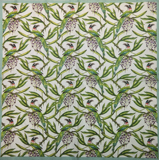 TWO Individual Paper Lunch Decoupage Napkins - 2761 Tropical Bird in Foliage