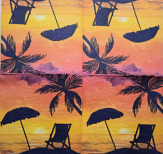 TWO Individual Paper Lunch Decoupage Napkins - 2786 Tropical Sunset Beach