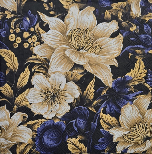 2 Individual Paper Cocktail Decoupage Napkins - 2817 Decorative Flower Wallpaper