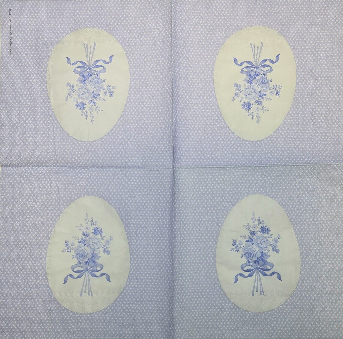 TWO Individual Paper Lunch Decoupage Napkins - 2757 Romantic Blue Bouquet Egg