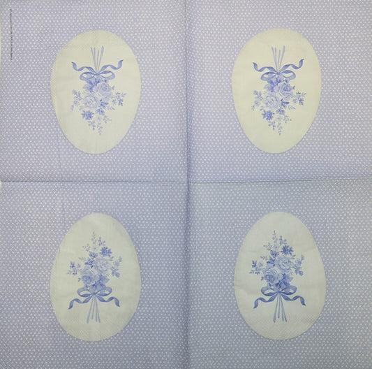 TWO Individual Paper Lunch Decoupage Napkins - 2757 Romantic Blue Bouquet Egg