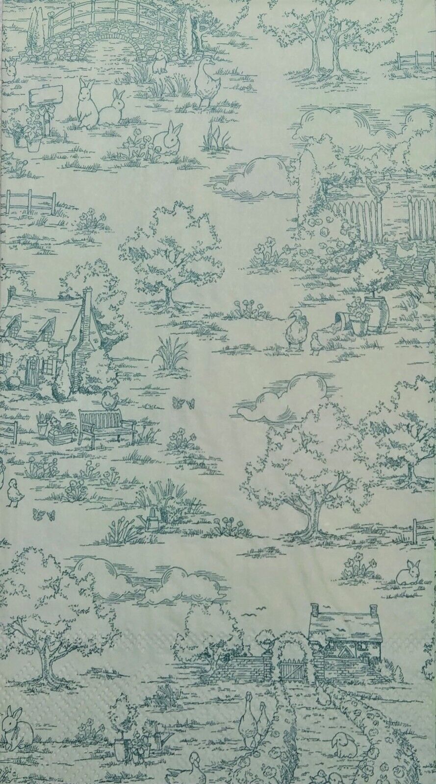 TWO Individual Paper Guest Decoupage Napkins - 2748 Green Village Toile Style