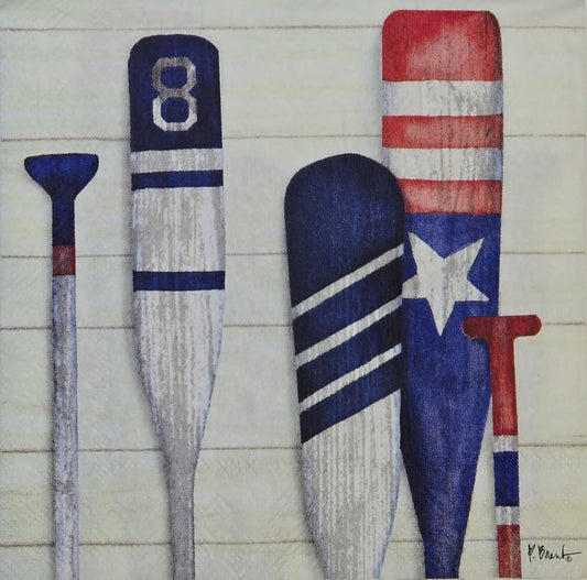 TWO Individual Paper Cocktail Decoupage Napkins - 2774 Patriotic Summer Oars