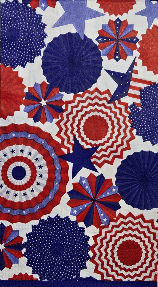TWO Individual Paper Guest Decoupage Napkins - 2806 Patriotic Pinwheels