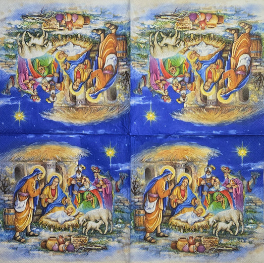 2 Individual Paper Lunch Decoupage Napkins - 2801 Holy Family Christmas Nativity