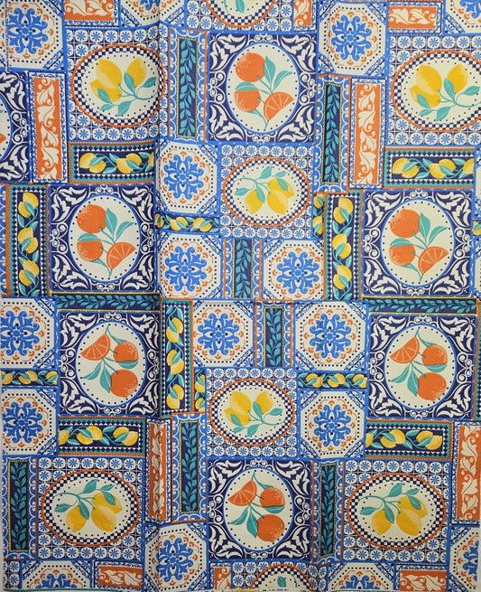 TWO Individual Paper Guest Decoupage Napkins - 2831 Italian Folk Kitchen Tiles