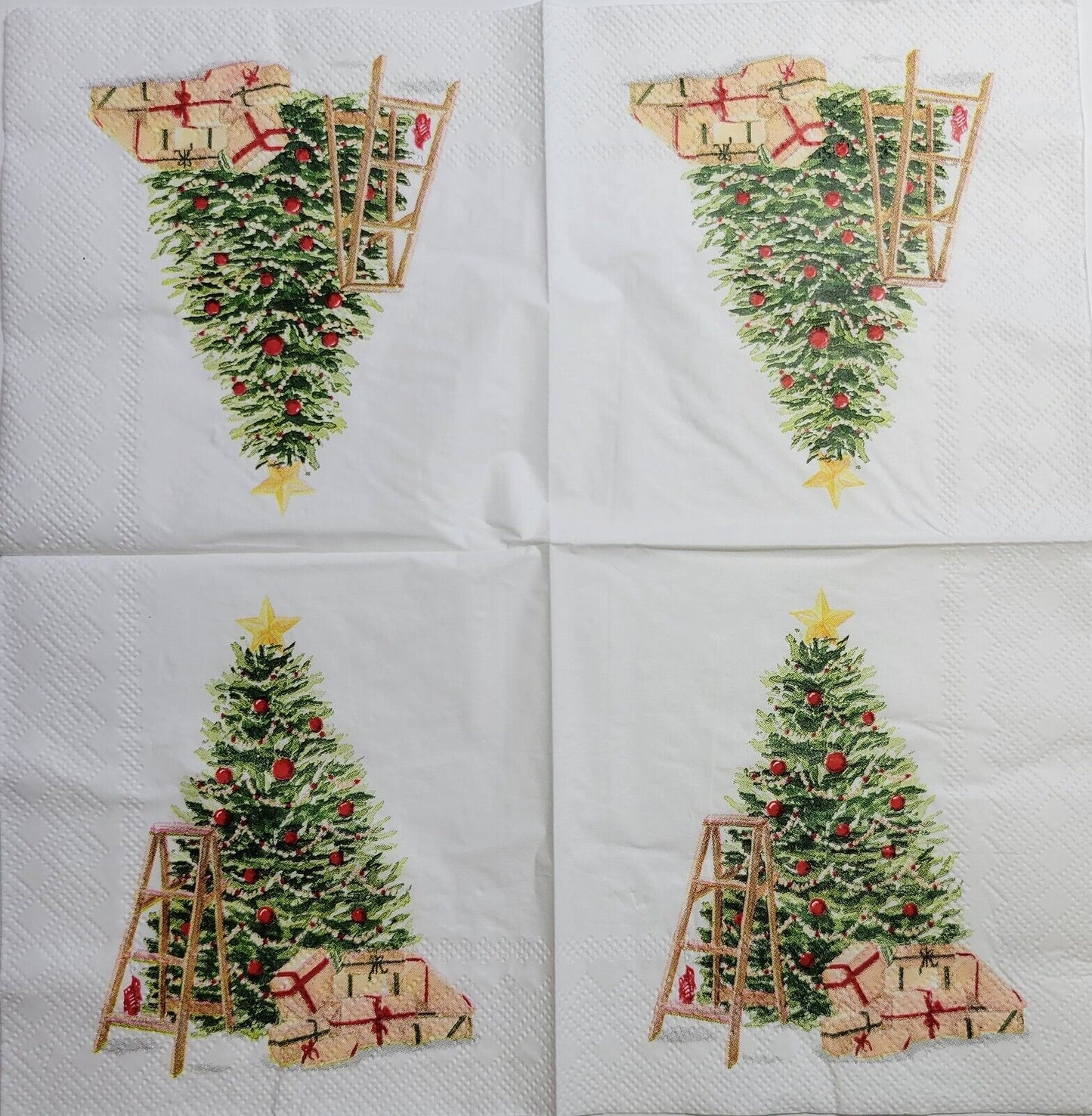 2 Individual Paper Cocktail Decoupage Napkins - 2559 Decorating Christmas Tree
