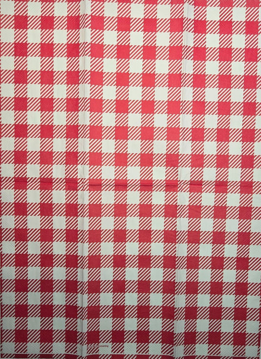 TWO Individual Paper Guest Decoupage Napkins- 2641 Red & White Gingham Picnic