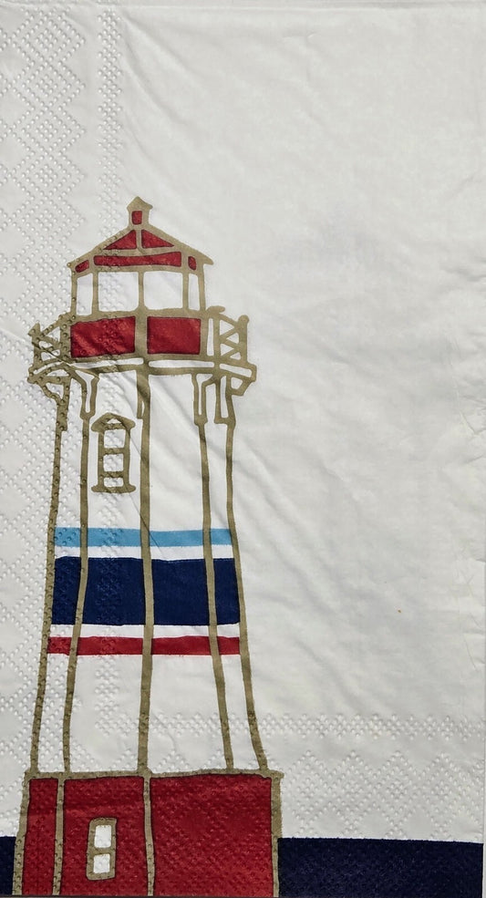 TWO Individual Paper Guest Decoupage Napkins - 2805 Patriotic Lighthouse