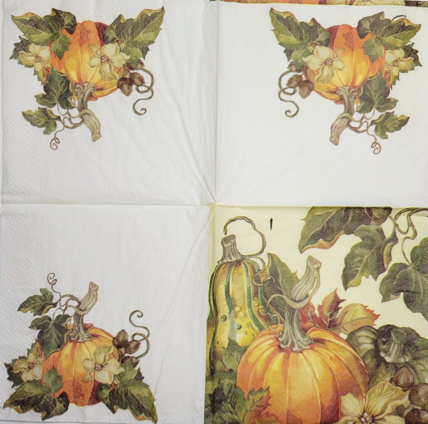 TWO Individual Paper Lunch Decoupage Napkins - 2485 Harvest Pumpkins