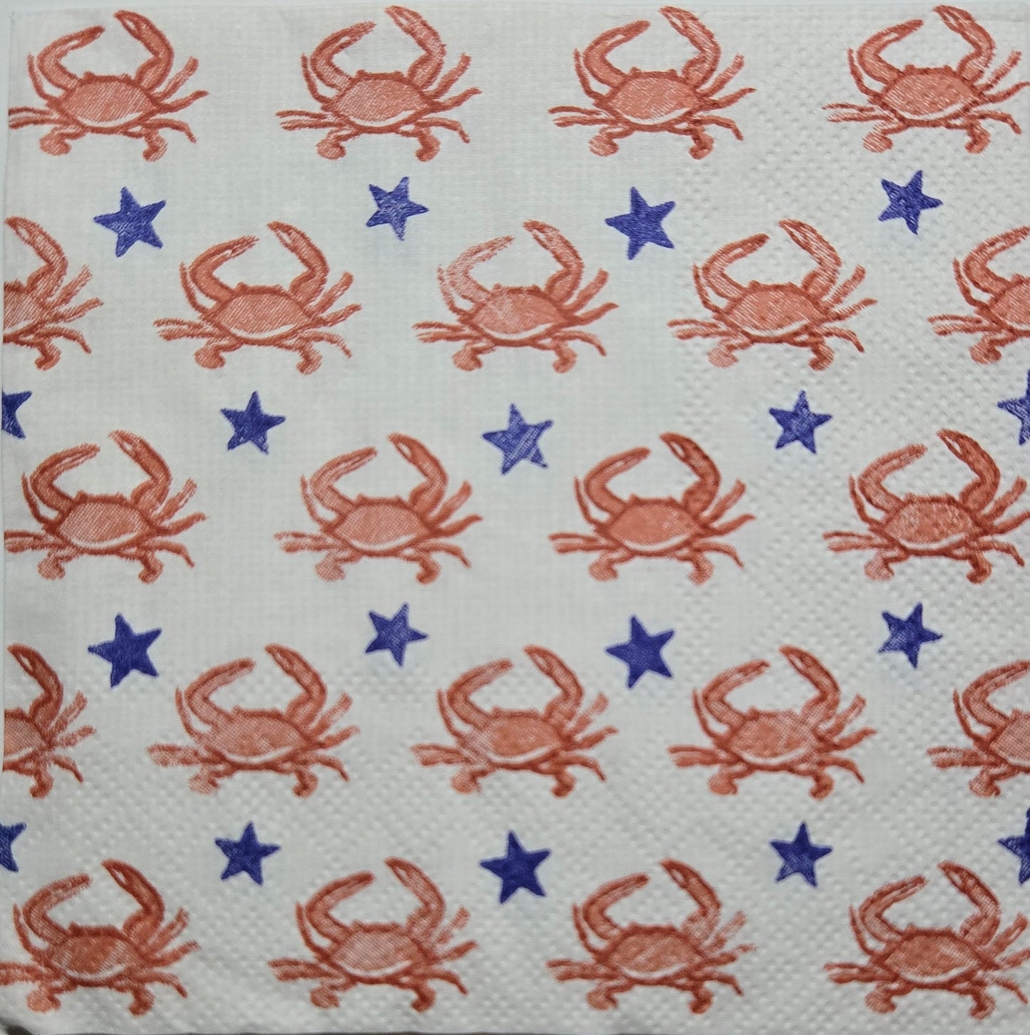 TWO Individual Paper Cocktail Decoupage Napkins - 2778 Red White and Blue Crabs