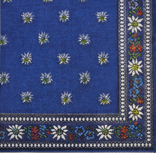 2 Individual Paper Cocktail Decoupage Napkins-2776 Edelweiss Flower Blue Bandana