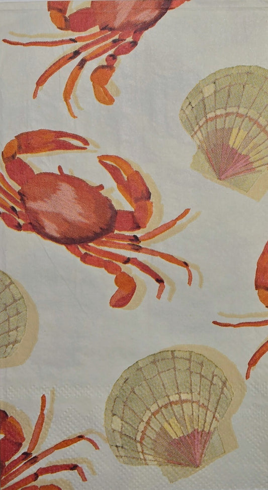TWO Individual Paper Guest Decoupage Napkins - 2827 Ocean Crabs and Shells